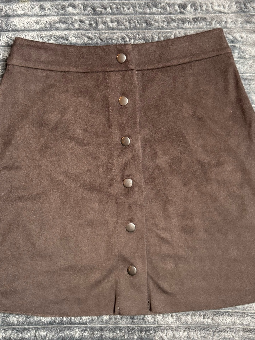 Aqua Black faux Suede Button-Front Skirt
